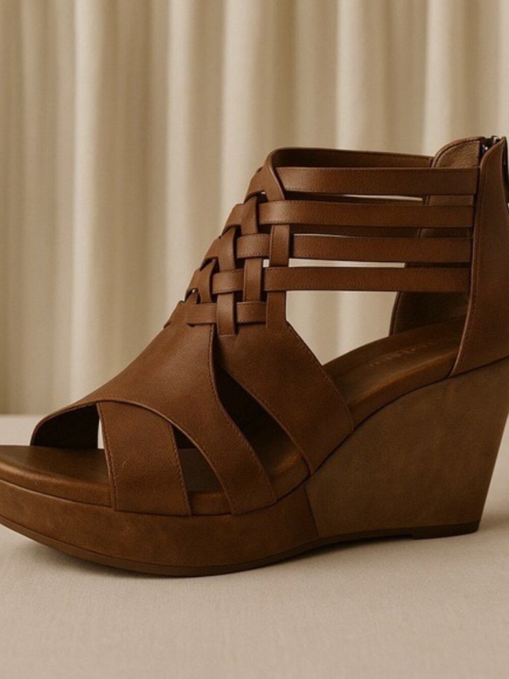 Antelope Tavi Tan Leather Wedge Sandals Women’s 7 Rustic Chic Summer Style